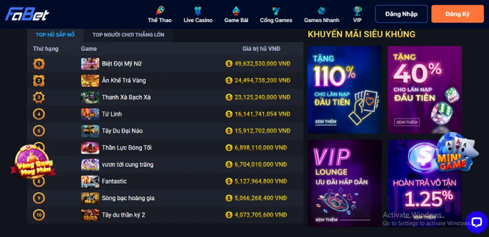 Đa dạng trò chơi tại 888slots